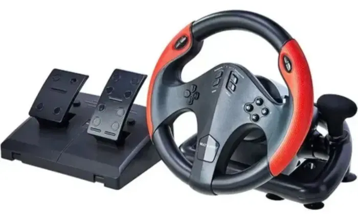 Volante Multilaser Multi Plataforma Com Marcha E Pedal Js087 Cor Vermelho