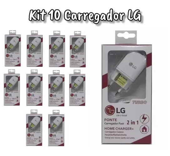 Kit 10 Carregador LG Ultra Rápido 5V Micro USB