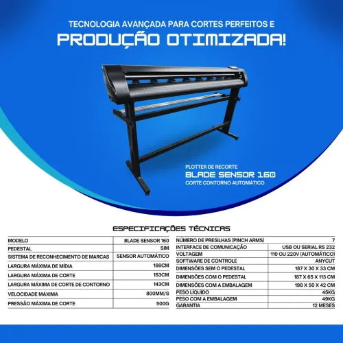 Plotter de Recorte Insulfilm e PPF sensor 160 corte Contorno TEKNOVA
