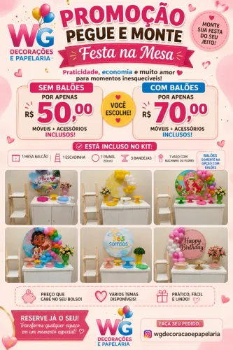 Pegue e monte festa na mesa