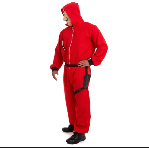 Fantasia Adulto Macacão Vermelho La Casa de Papel + mascara salvador dali