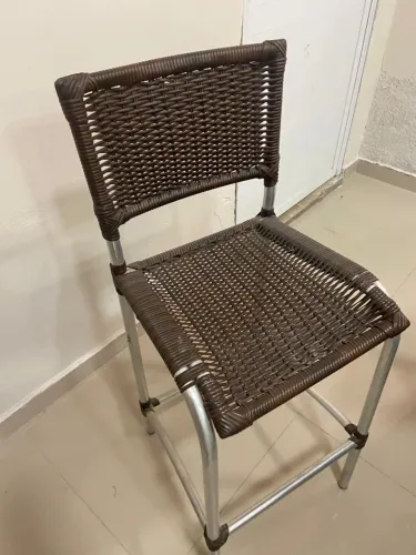 CADEIRA BARISTA ALUMINIO COM TRANÇA MARROM