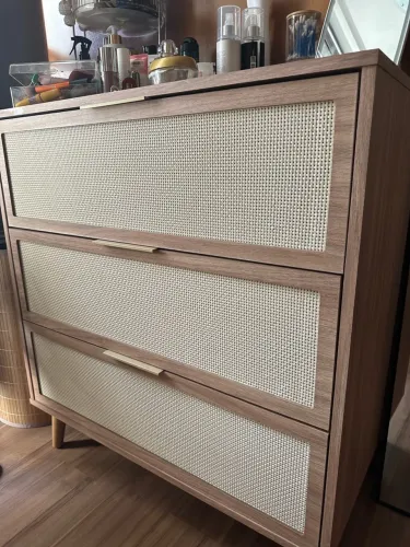 Cômoda 3 Gavetas 80 cm x 45 cm Tauari - Telinha Rattan