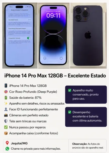 iPhone 14 Pro Max 128GB - Roxo Profundo