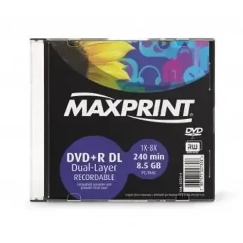DVD+R Dual Layer Gravável Maxprint 8.5 GB - 240 Min - 8X - Slim