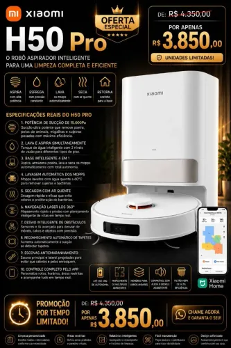 Robô Aspirador Xiaomi H50 Pro