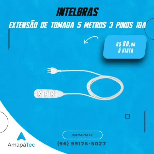 Extensao Eletrica 3 Tomadas 3 Pinos 10a 5 Metros