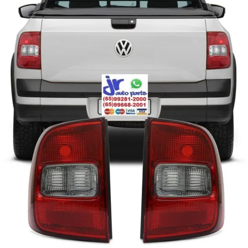 Par Lanterna Traseira Saveiro G5 2009 a 2013 G6 2014 a 2016 Bicolor Borda Fumê