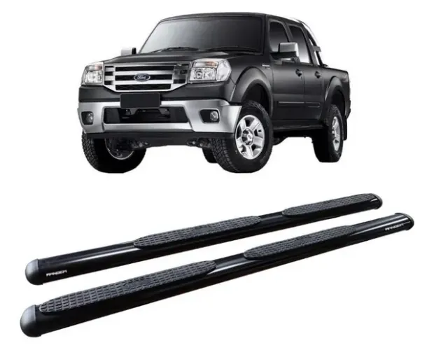 ESTRIBO RANGER CABINE DUPLA 2007 A 2012 DUBULAR OVAL PRETO BEPO ( INSTALADO)