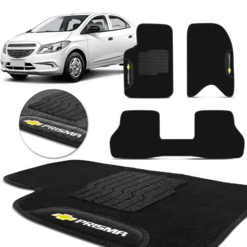 Tapete Chevrolet Prisma 2013 - Borracha - Preto 3 Peças - W3063