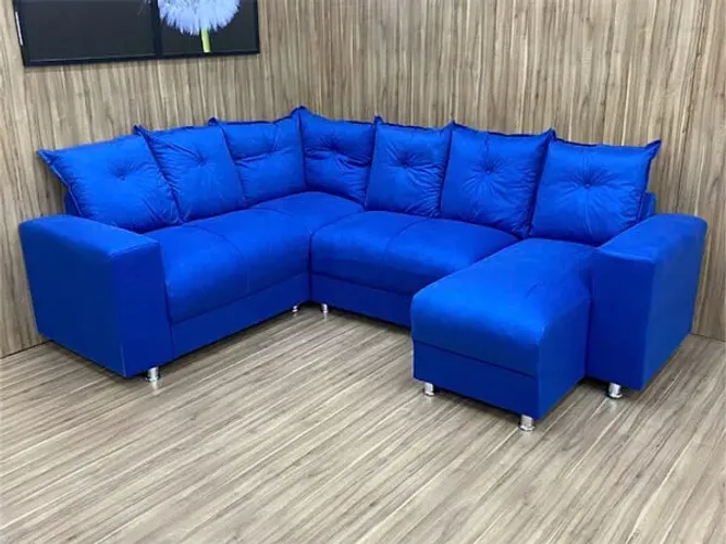 Sofá de Canto Azul/ Suede 