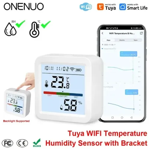 Higrômetro e Termômetro Tuya WiFi Temperatura e Umidade Casa Inteligente Alexa COD-AM583  