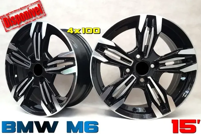 Roda aro 15 Bmw M6 Preta com diamantado 4x100 jogo novo