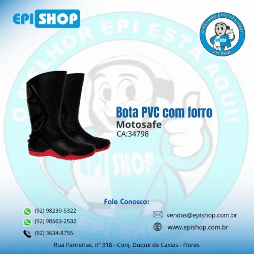 Bota PVC c/forro sola/vermelho Motosafe CA 34798