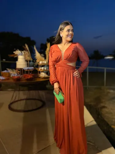 Vestido longo terra cota (festa/casamento/madrinha)