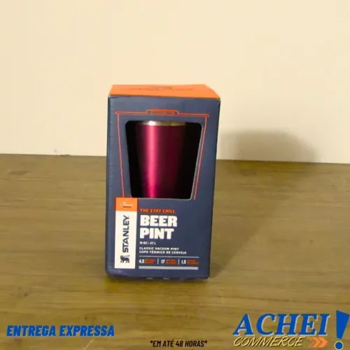 Copo Térmico Inox 473 ML Stanley Vinho com tampa - Novo