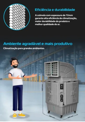 Climatizador Industrial para áreas de até 200m2 com 1100w de potência.