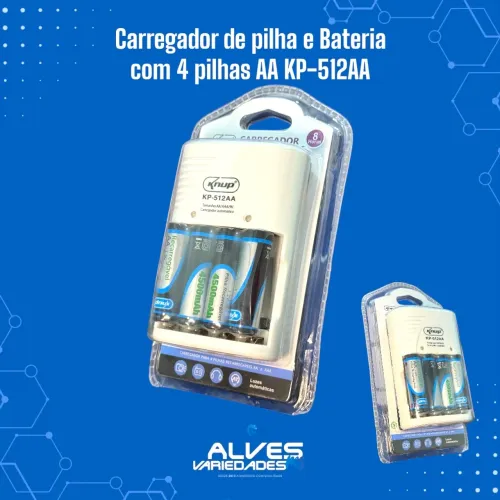 Carregador de pilhas com pilha recarregável 