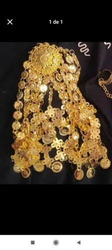 Tiara com moedas douradas adorno de cabeça para dança do ventre ou cigana 
