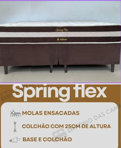 Cama spring flex molas ensacadas Queen size bonsono base bipartida e colchão R$ 1459,99