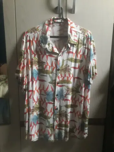 Camisa de manga curta viscose estampada M