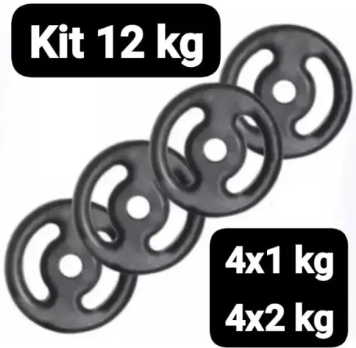 Kit 12kg Anilha Pintada Para Musculação (4par de 1kg) e (4par de 2kg)