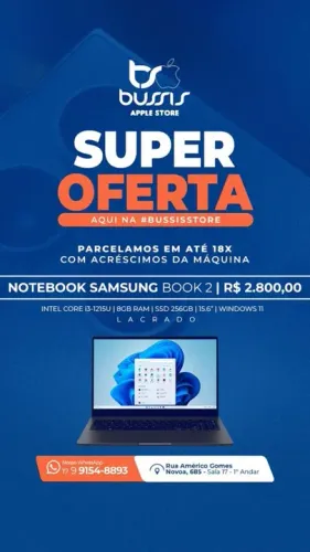 Notebook Samsung Book 2 R$ 2.800,00 | Novo Lacrado | Loja Física 