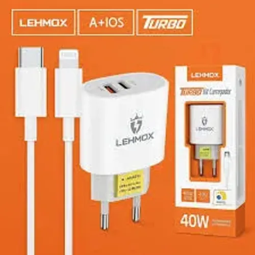 Kit Carregador Super Turbo 40W Porta Dupla (USB-A + USB-C) + Cabo USB e Tipo-C