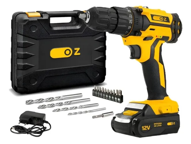 Parafusadeira furadeira 12v Oz - Sem fio com maleta