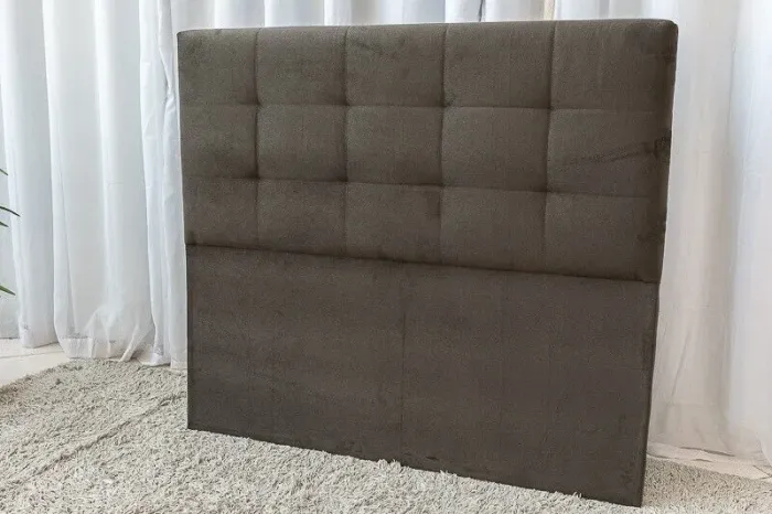 Cabeceira Casal Suede Marrom Largura 1.40m