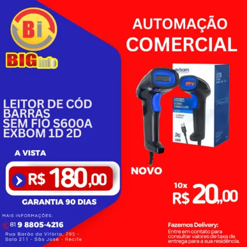 Leitor Scanner Codigo Barra Laser Sem Fio Usb S600a