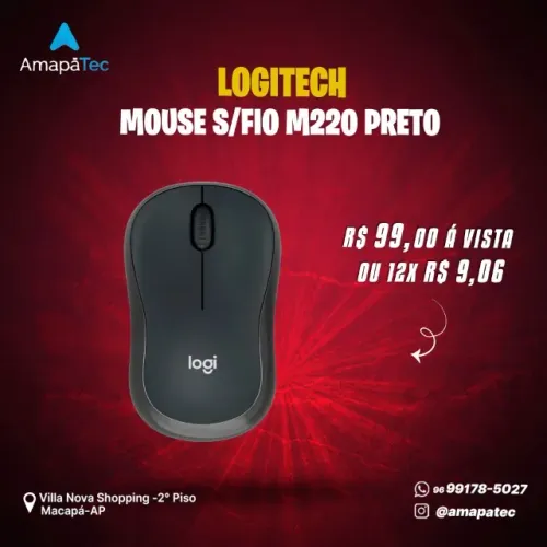 Mouse Sem Fio Logitech M220 Com Pilha Inclusa