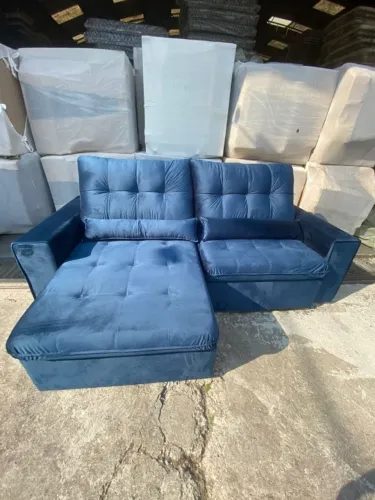  Estrutura em Mad Sofá madeira Reforçada Veludo Espuma D33 Hiper Soft - Molas Ensacadas