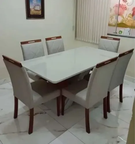 Mesa de Jantar 6 Lugares 160x90 ( Pronta Entrega ) Mesa e Cadeiras em Madeira