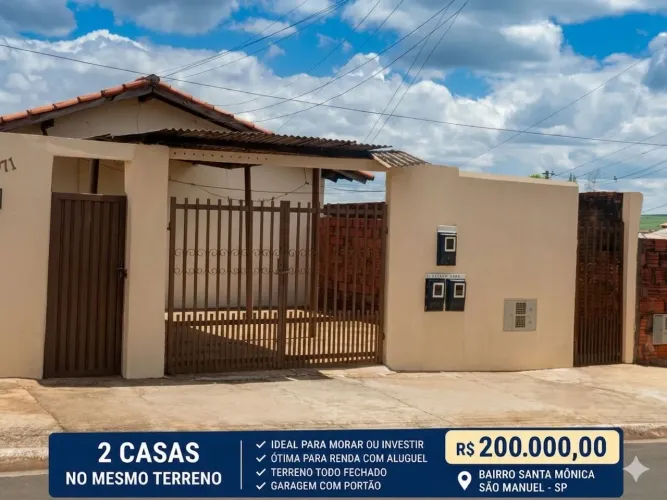 Duas Casas no Mesmo Terreno - Excelente Oportunidade em São Manuel/SP