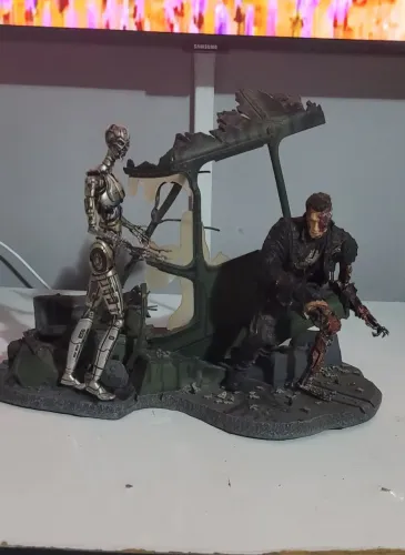 Diorama exterminador do futuro 3 mcfarlane terminator t850 tx terminatrix action figure