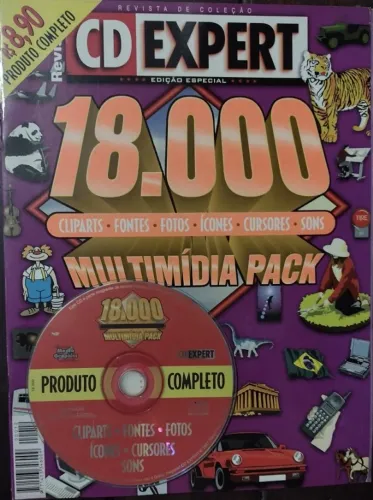 Cd Multimídia Pack 18.000 Cliparts Fontes Fotos - Revista CD Expert Edição Especial - 2000
