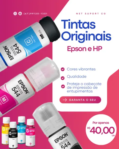 Tintas para impressora HP e EPSON