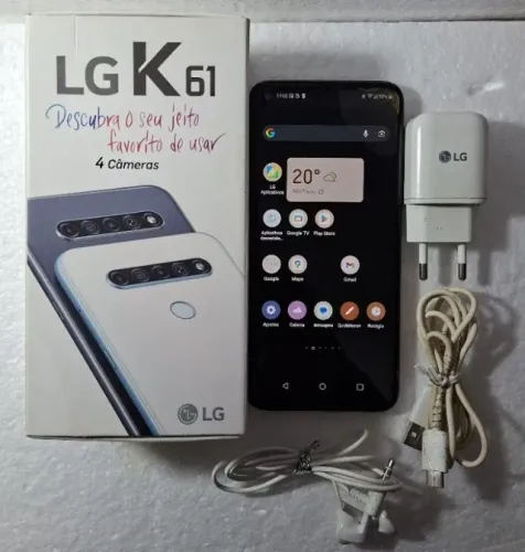 Smartphone LG K61 128GB 4GB RAM Câmera Trinca Na Película de Vidro