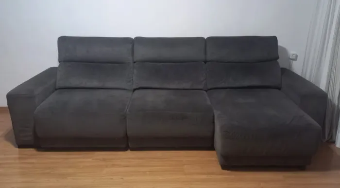 Sofá Retrátil Plenitude 6L Suede Grafite - 3 metros