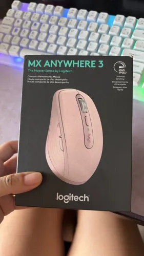 Mouse sem fio Logitech MX Anywhere 3, USB Unifying ou Bluetooth, Rosa
