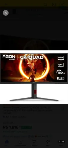 Monitor AOC AGON 34" UltraWide (modelo U34G4C)
