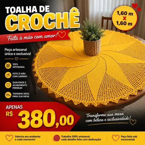 Vendo linda toalha de mesa em crochê
