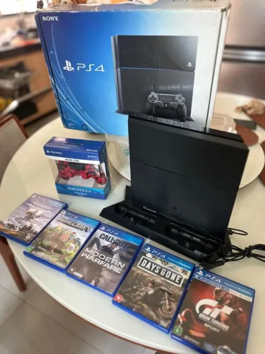 Playstation PS4-Fat Jet Black - 500 gb - Controle Especial - Super novo com mídias física