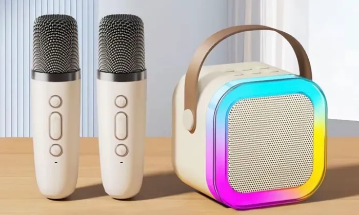 Caixa De Som led c/ 2 microfones bluetooth