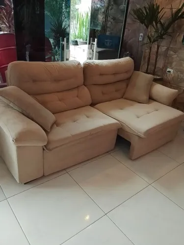 Sofá 2 lugares retrátil cor Nude