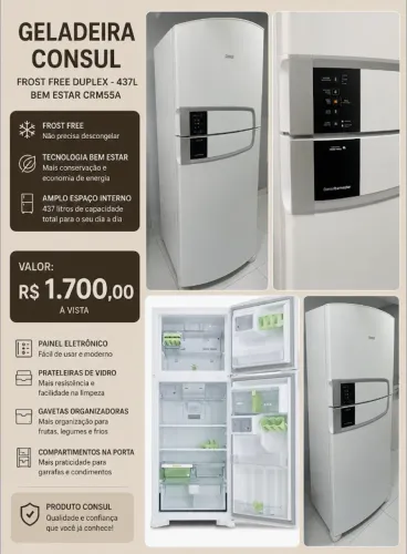 GELADEIRA CONSUL FROST FREE DUPLEX - 437L