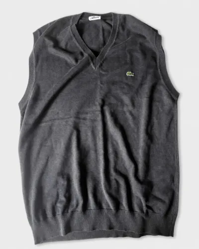Colete Lacoste masculino cinza escuro decote V