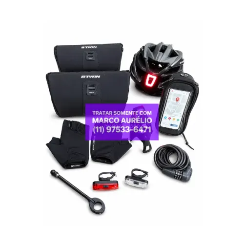 Kit de Ciclismo Capacete LED Bolsas Lanternas 10 Peças - R$ 200
