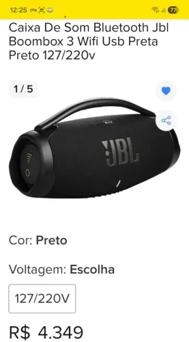 Caixa de som Bluetooth JBL Boombox 3 wi-fi Original